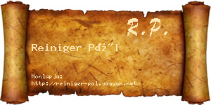 Reiniger Pál névjegykártya